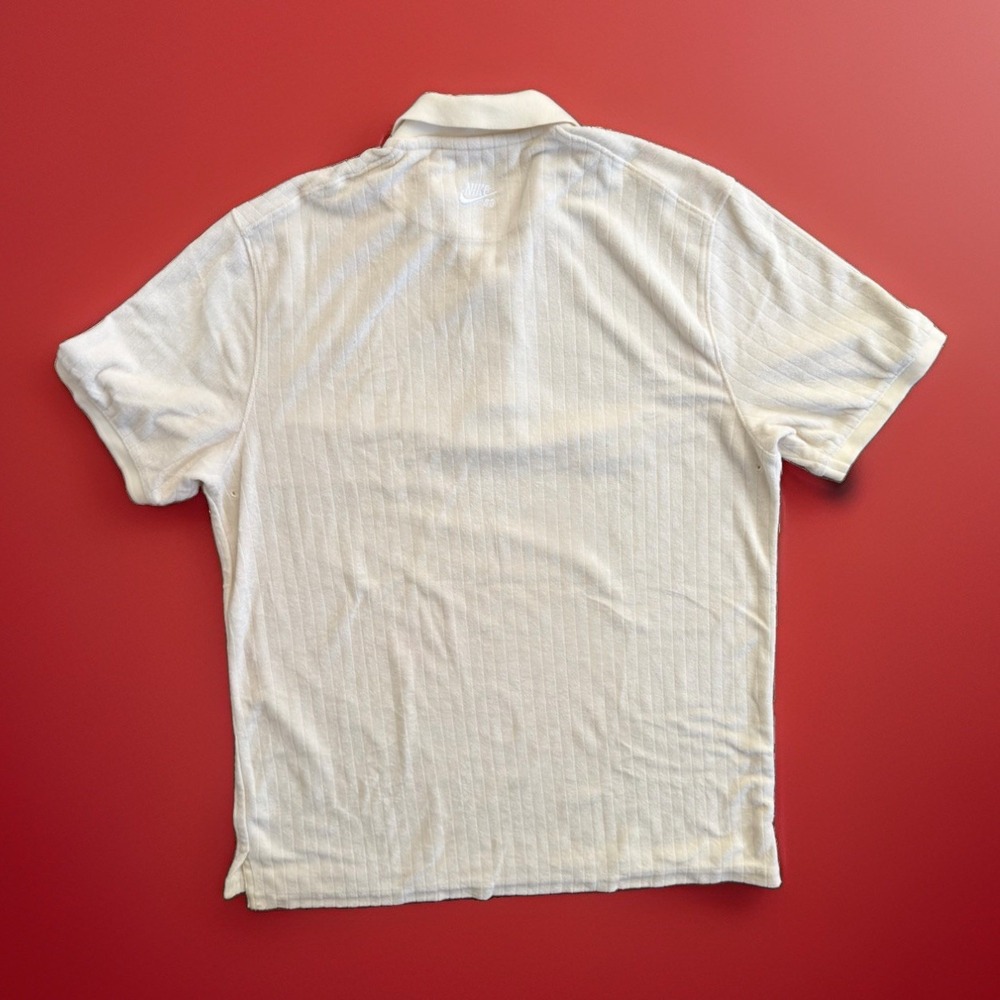 Nike Dri-FIT Polo Shirt Men's Medium White Ribbed Golf Casual Short Sleeve - Picture 2 of 4